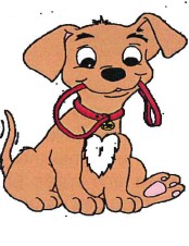 Cartoon Dog with Leash
