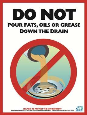 Do Not Pour Grease in Drain Sign